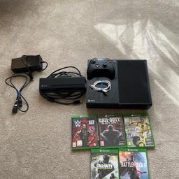 500 GB Xbox one with brand new PSU, One controller, 2 HDMI cables, One charge for the controller, 5 Games, An Xbox camera and microphone. Games are: 
-Fifa 17
-COD Black Ops III
-COD Infinite Warfare Remastered
-Battlefield 1
-WWE 2K18

Selling due to lack of use. Xbox is fully working.