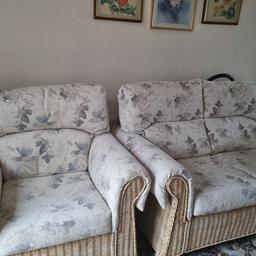 two seater sofa two chairs  two tables excellent condition conservatory furniture blue white cash only