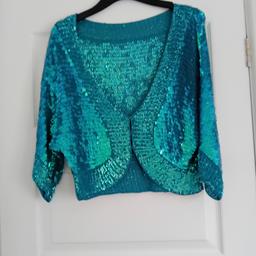 Gorgeous little turquoise Bolero great over dresses for chilly summer evenings  collection Halewood L26
