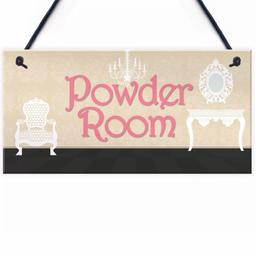 Hanging Powder Room Sign.
