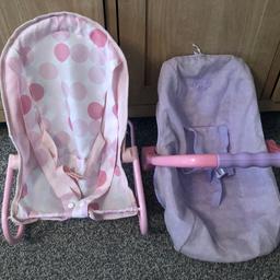 Child’s dolls bouncy chair & carry cot odd mark on material otherwise good condition. Collect Balby bear big Tesco’s £7