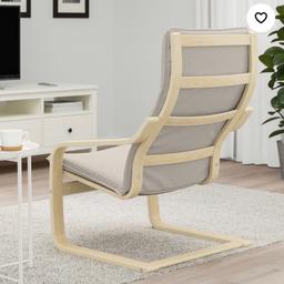 POÄNG Armchair, birch veneer/Knisa light beige. In very good condition. Covers can be taken off and washed easily. 07870565864