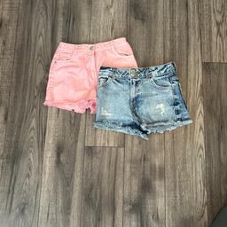 Girls pink and blue denim shorts