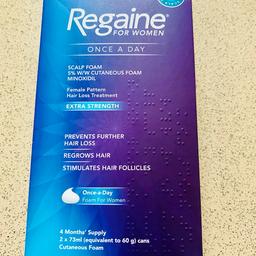 Regaine Hair Regrowth Foam for Women - 73ml (2 Pack).
expiry 04/2025
Brand new in box.
INCLUDING POSTAGE!