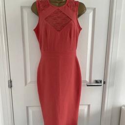 TFNC London Women's Lace Bodycon Midi Dress
Size L (Fit 10-12)
New No Tags
Salmon Pink Colour

Approx Measurements:
Front Length: 40 inches
Armpit To Armpit: 16 inches
Hem: 28 inches

70% Polyester / 25% Nylon / 5% Elastane
Hand Wash Only

From A Smoke And Pet Free Home
Selling Due To A Massive Clear Out, Please See My Other Items As Happy To Combine Postage
All Measurements Taken With Garment Lying Flat On Floor