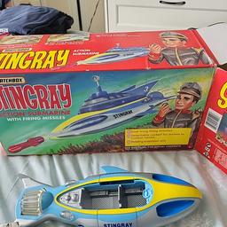 a boxed vintage matchbox stingray model submarine and figure in excellent condition for its age ,no broken parts.