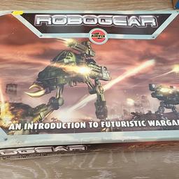a vintage airfix boxrd model robogear kit set in unmade sealed bags ,box shows dampness ,but all peices are in the box ,no paints as dried out and thrown away.