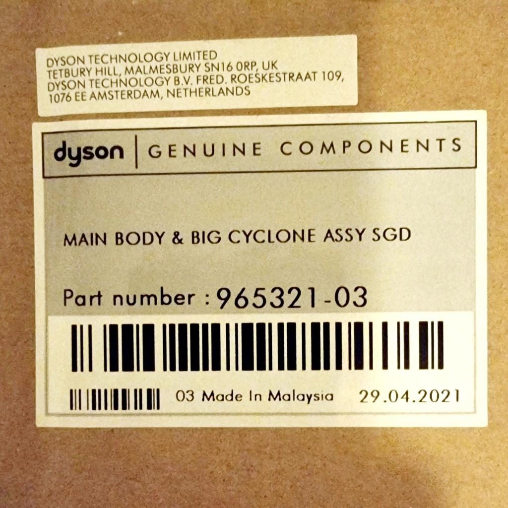 Genuine Dyson V11 Sv15 Click-In Main Body & Big Cyclone Gold Part Number 965321-03 Brand New In The Box Unused

Dyson V11 SV15 Click-In Main Body & Cyclone. Part No: 965321-03. Replacement main motor body & big cyclone in Gold for SV15 & SV17 cordless stick vacuum cleaners. This is for the click in battery type only.

Suitable for:
Dyson V11
Dyson SV15
Dyson SV17
Dyson V11 Absolute Extra + cordless vacuum cleaner Gold
Dyson V11 Absolute Extra cordless vacuum cleaner nickel / blue
Dyson V11 Absolute Extra Pro cordless vacuum cleaner gold
Dyson V11 Absolute Extra Pro cordless vacuum cleaner nickel / blue
Dyson V11 Animal Extra cordless vacuum cleaner Nickel / Violet
Dyson V11 Complete Extra Cordless Vacuum Cleaner (Nickel / Blue)
Dyson V11 Torque Drive Extra Cordless Vacuum Cleaner Nickel / Violet
Dyson V11 Total Clean Extra Cordless Vacuum Cleaner Anthracite / Black
