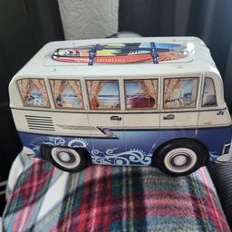 we have a lovely camper van tin fir sale the surf boards on top is the lid in excellent condition from smoke and pet free home collection only