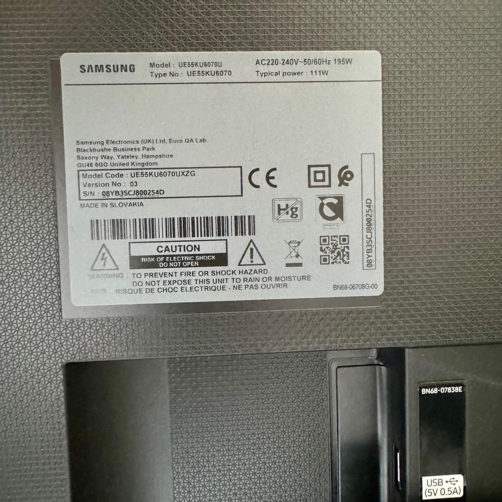 Wegen Neuanschaffung verkaufe ich meinen Samsung TV.
55 Zoll
UHD 4K Auflösung
Smart TV (Internet-fähig)

Gerät voll funktionsfähig ohne Display- oder sonstige Mängel.

Fernseher mit Standfuß, Stromkabel, Fernbedienung
