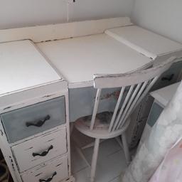 solid but painted years ago so will need repainting. 6 small but long drawers & one big middle drawer. no mirror
Antique chair, solid but needs painting
