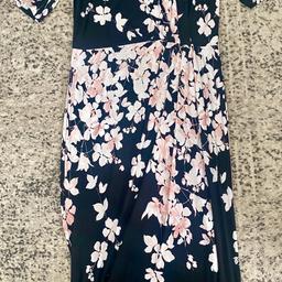 M&S cherry blossom floral print dress - it has short sleeves slightly gathered detail midi pencil skirt detail . Slight stretch to it so super comfy.

Perfect for work or special occasion.

Dimensions: chest 16.5” x waist 14.5” x length 41.25” approx.

COLLECTION SHILDON OR CAN POST FOR
£3 BT!