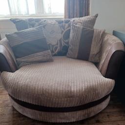 cuddle chair and cushions, excellent condition, also rotates.