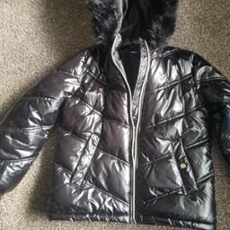 Girls Lypsy hooded coat, hardly worn. Shiny black. Size aged 12 years. Smoke and pet free home. Cash on collection only please.