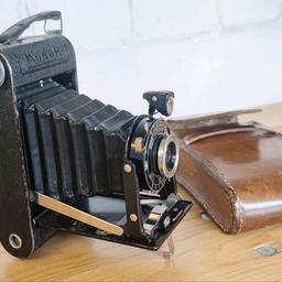 Alte Faltkamera Kodac Junior 620 mit Ledertasche , Antik (S174)
