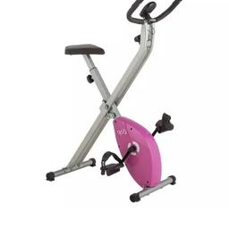 This foldable exercise bike is a great way for you to work out at home. It has a magnetic resistance system for a smooth session, and the seat post has a quick release system so it's easy to find the right position for your workout. With a magnetic control system and stepless tension control you're guaranteed to choose the right level to suit you. When you're done the bike folds for easy storage and space saving.

The screen on this bike can tell you how long you've been training, how far you've 'travelled', your speed, heart rate and calories burned, so you can always choose the right goal and then smash it. .

Magnetic resistance system.

Hand grip pulse sensor.

Console feedback including: Scan, Time, Distance, Speed, Hand Pulse and Calories.

Variable tension control.

1.6kg flywheel.

Self levelling pedals with pedal straps.

Adjustable seat.

Maximum user weight 100kg (15st 10lb).

General information:

Batteries required 2 x AAA (not included).

Size H115, W42.5, D77cm.

Weight