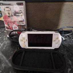 psp with case and official Sony 5v charger. comes with fifa 08 so you can see it works etc.