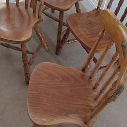 Good solid wooden chairs not sure if oak or pine. suitable for dipping and stripping, painting/refurbishment.