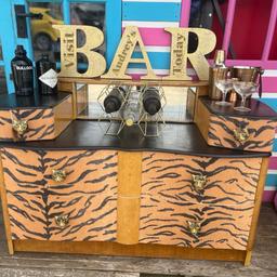 Delicious tiger bar sideboard 
W-110
H-70
D-60

Free LOCAL DELIVERY