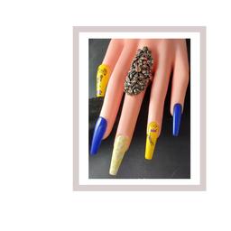 hand created press on nails, each set comes with 20 nails and a prep kit. If there is a certain style or shape of nail you would like please ask
