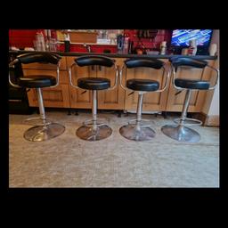 4 x bar stools hydraulic level height adjusts from 87cm to 105cm some wear on the back of 2 of the chairs but still blends in otherwise all in good condition comes from a smoke free home can be picked up  from Newton le willows