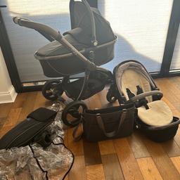Egg pram for sale, in very good condition

The newborn carry cot was used the most but still in excellent condition 

The next stage seat with fur liner was only used a handful of times so still very new 

Includes both egg rain covers

Cup holder that I purchased (John lewis brand)

Also matching egg bag

Free collection available from London Islington or Sevenoaks Kent 

£450