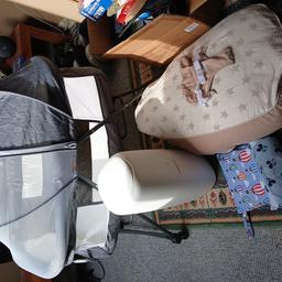changing mats x2
angelcare nappy bin plus 1 refill
baby bambeano bean bag chair
ubravoo next to me cot has a little tear but still works good 

collection only please ask for other stuff