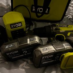 Ryobi drill with two batteries the battery charger and also comes in a bag. Also have a case with drill bits ect in. Really good condition used a handful of times. S63 area