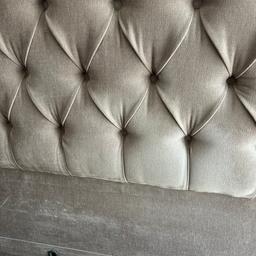 This is a beautiful padded large headboard in taupe colour, this was bought from Next.
Minimal fading on right hand corner at the bottom this honestly can’t be seen when bed is made