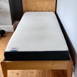 Wooden single bed (John Lewis brand) in a very good condition.  Comes with a Dreams Luxe mattress and a pocket spring mattress.  Happy to dismantle for easy transport.  Has to be collected from Mill Hill, NW London.