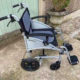 Airrex LT igo wide comfortable seat wheel chair in excellent and clean condition, from a smoke free home. Never used, only unpacked.