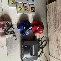 Nintendo 64 mit 3 Controllern, Adapter für den Fernseher und verschiedenen Spielen