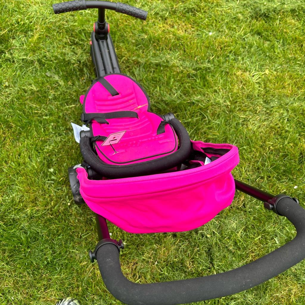 girls pink trike brought first birthday present. its been used twice and sat in cupboard ever since. so near enough brand new. has safey strap around the waist and a little sun canopy. collection prefect for summer days. from b33. I don't drive so cannot deliver.