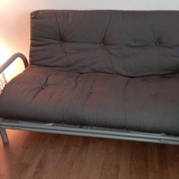 This metal action grey two seater double sofa bed is a regretful sale, due to moving house.
Sturdy metal frame, which converts into a comfortable double bed, in seconds.
Has been used a couple of times, and it is very comfortable and sturdy.
The mattress is included, and in grey in colour. The cover can be unzipped and washed, if required.
Excellent condition, from a pet and smoke-free home.

Cash on collection from Bolton.