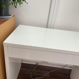 White ikea style desk with two large drawers.