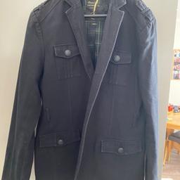 Men’s casual military style, black jacket large good condition