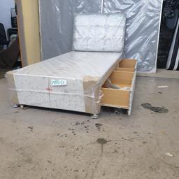 Title: Single bed with 2 Drawers
Comes with two Drawers and Headboard
Product Code: NBD-01
Colour: Different colours available  light & dark grey, blue, silver, black, white, pink.
Dimensions: L190cm,W90cm,H35cm
Condition: NEW but may have some little marks
Viewing recommended 
Delivery Available
Mattress Available