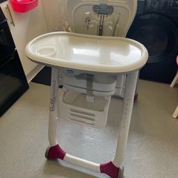 This is a chicco Polly high chair. It can be used with the tray or at the table. It’s can be used from birth to toddlers
I have the padding for the seat but it’s not in good condition so I wouldn’t want to give it. Spares are be brought online.