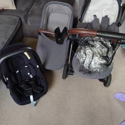 Mamas and papas strada grey mist limited edition in great condition comes with cosy toes car seat car seat adapters cup holder carry cot seat unit and rain cover collection rossington any questions please ask