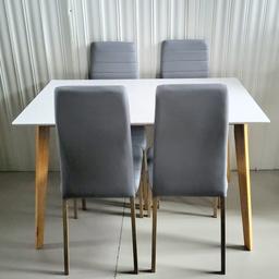 🔹️Dining table -white & 4 chairs-grey

🔹️Ex display 

🔹️Table size H75, L120, W70cm

🔹️Size of each chair H97, W40, D49cm

🔹️Seat height 45cm

🔹️Maximum user weight per chair 120kg