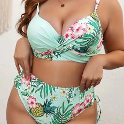 Look stunning on the beach with this beautiful two-piece bikini. The top features wide straps and a flattering bikini style while the high-waisted bottom is perfect for a retro look. Made of polyester in a colourful multi-colour design, this bikini is perfect for those who love to stand out.


The bikini is designed for women in size 18 with D/DD cup size. It also has elastic waist and adjustable features for comfort. Whether you're going for a swim or just lounging on the beach, this bikini is
