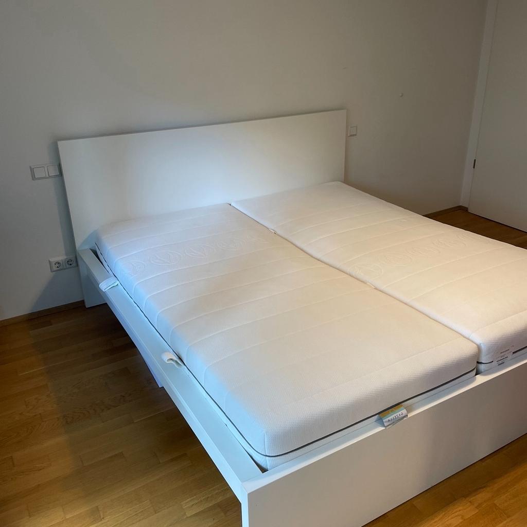 - IKEA Malm Bett 180x200 mit Schubläden inkl. 2 Lattenrosten (von IKEA)
- 2 Matratzen 90x200 (von Swiss Sense)

Nur Abholung