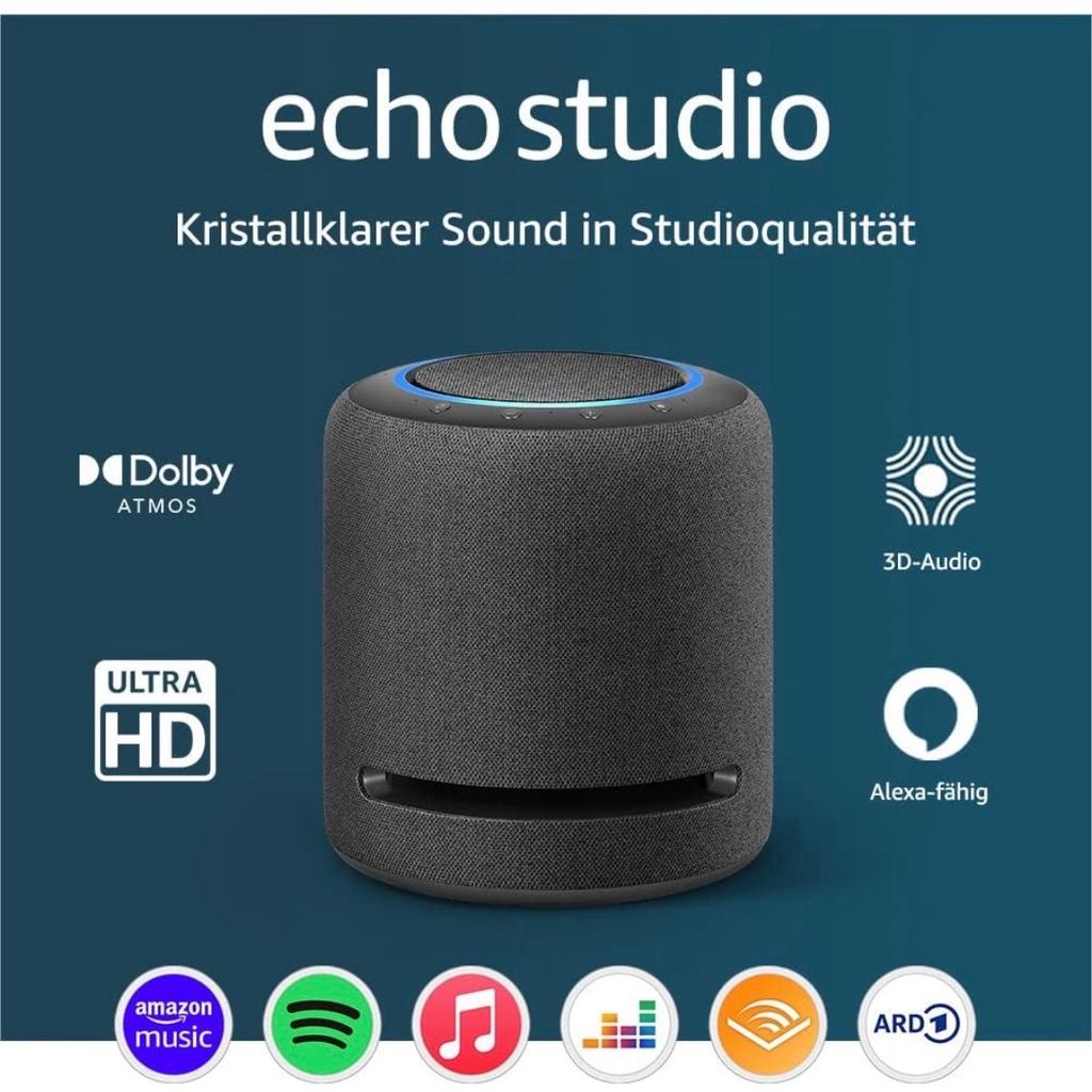 *Neupreis 240€!!*

Echo Studio | Der beste Klang, den unsere smarten WLAN- und Bluetooth-Lautsprecher je geboten haben – mit Dolby Atmos, 3D-Audio, Smart-Home-Hub und Alexa | Anthrazit