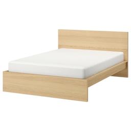 Ikea Malm Standard Double Bed Frame

Colour: White Stained Oak Veneer
Condition: Good

Mattress available at small additional cost.

Cash on Collection Only
Dismantled and ready to collect

IKEA Price £179
Now Only £55