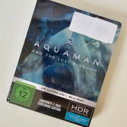 Verkaufe diverse Blu-Rays aus meiner Sammlung. Hier steht zum Verkauf:

Aquaman 2 And The Lost Kingdom im 4K UHD Blu-Ray + Blu-Ray Steelbook aus Deutschland.

- Mit deutschem Ton in Dolby Atmos!

- Neu, originalverpackt und noch eingeschweißt. Die Folie ist vorne unten links vor der J-Card und hinten mittig leicht eingerissen.

- Versand immer mit Sendungsverfolgung, je nach Wunsch für 3,00€ als Prio Brief ohne Versicherung oder für 5,50€ im versicherten Paket.

- Keine Rücknahme oder Garantie d