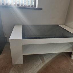 Black glass and white surround coffee table