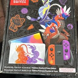 nintendo switch oled scarlet & violet edition console
complete inbox all original
screen is in mint condition 
joycon are ununsed
everything is in the box
no game included as stated on the box 
price if firm at £300 if doesnt sell will stay in my collection 
no offer
no swaps
no px 
no postage 
no reduction in the price