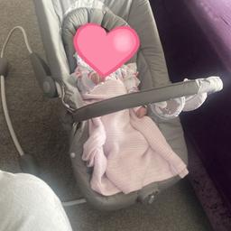 Baby rocker used many times but has been looked after well.
Also has 2 speed soothing vibrations
Detachable toy bar with 2 toys attached.
