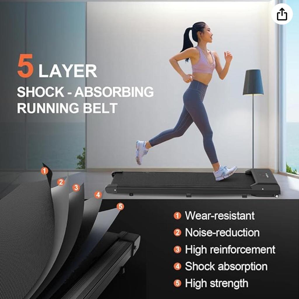 Walking Running Machine with Remote Control and LED Display for Home Office Gym

Speeds: 1 - 10 km/h, adjustable by remote control
Portable & Slim: Folds flat, lightweight (18.9 kg), fits under furniture
Compact: 120 cm x 50 cm x 12 cm, weight capacity 110 kg
Quiet Motor & Shock Absorption: Quiet motor, shock reduction system, comfortable belt

collection only.