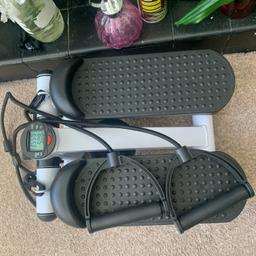 Mini Exercise Stepper/Step Machine with resistance bands and LCD Monitor. Only used a few times. Small amount of wear & tear to cable casing (shown in the pics) but it otherwise it works perfectly well.